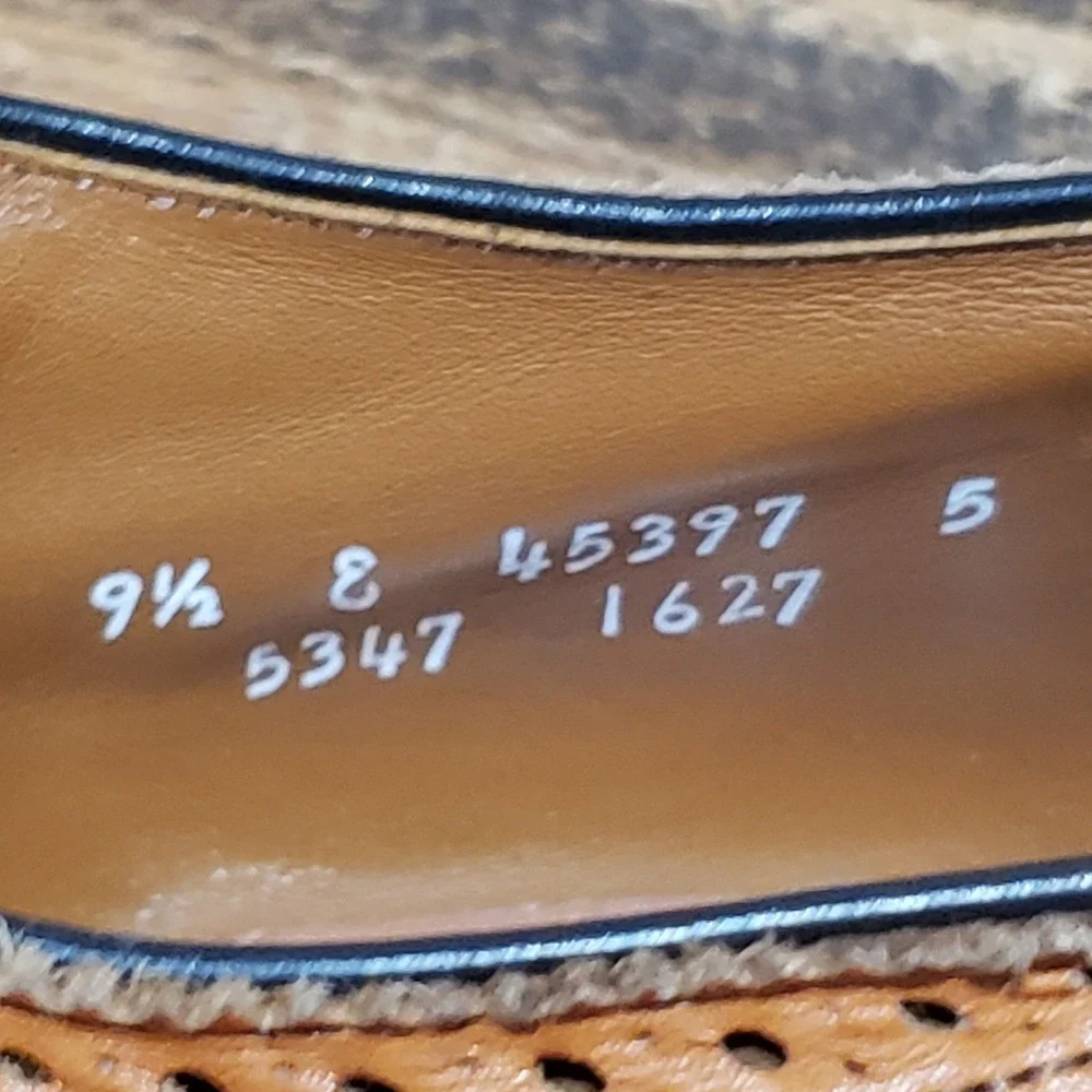 Allen Edmonds Oxford Mens 9.5 E Sanford Brown Fair Cap Toe Brogue Dress Shoes